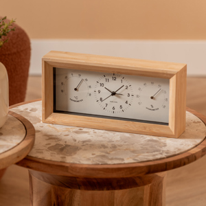 Present Time Karlsson Alarm Clock Neat Bamboo Rectangle